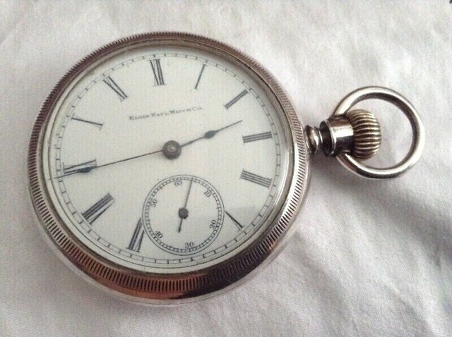 Rare Antique Elgin Sterling Silver Pocket Watch