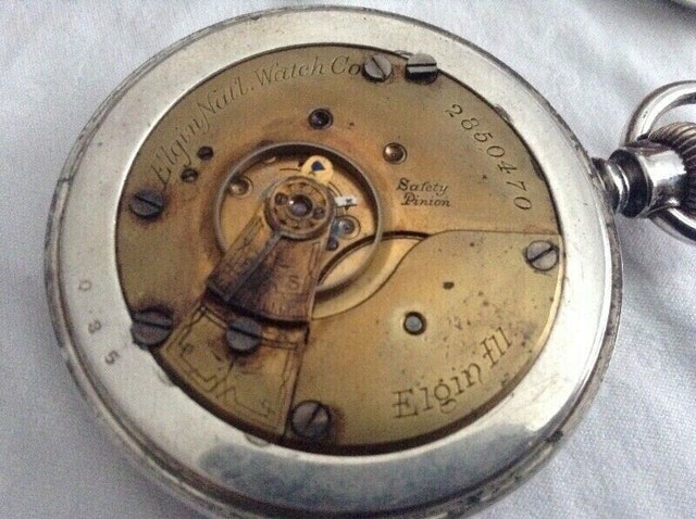 Rare Antique Elgin Sterling Silver Pocket Watch - photo 3