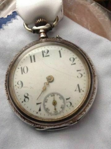 Rare Antique Remontoir Sterling Silver Single Hand Pocket Watch