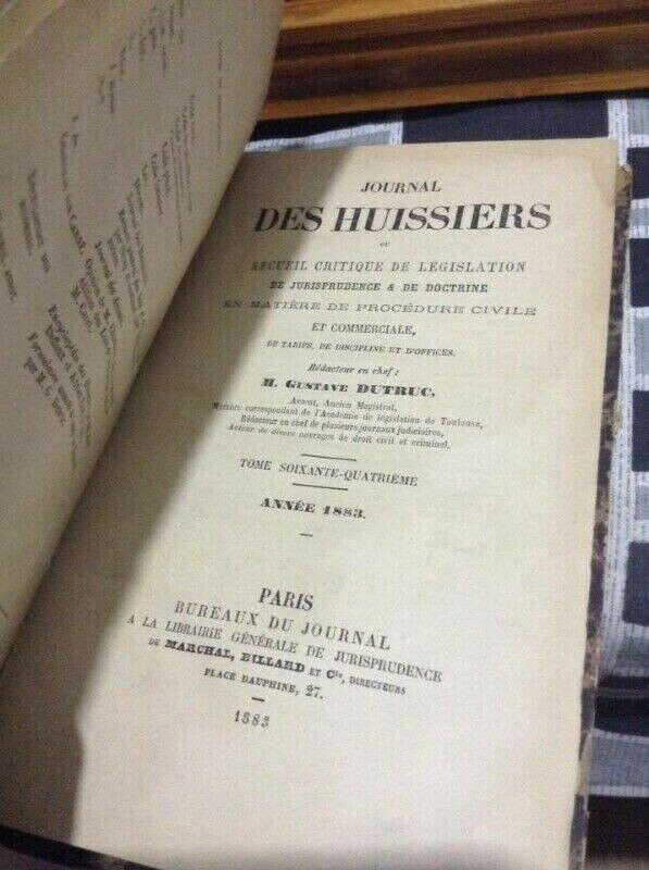 Rare Antique Journal des Huissiers 1883 Paris (French)