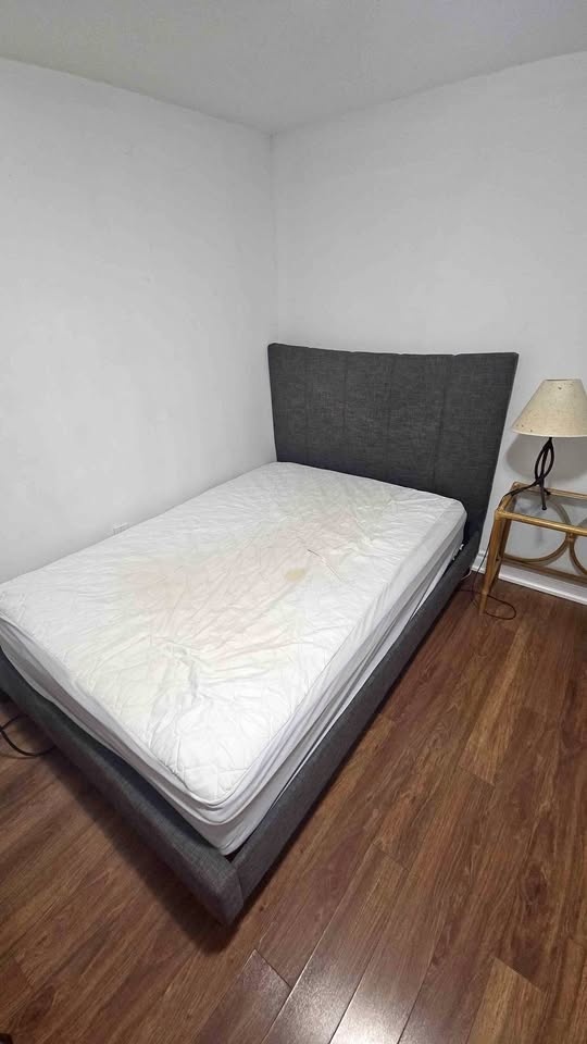 Queen mattress and broken bedframe