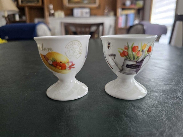Pair of Vintage Egg Cups - Floral Design