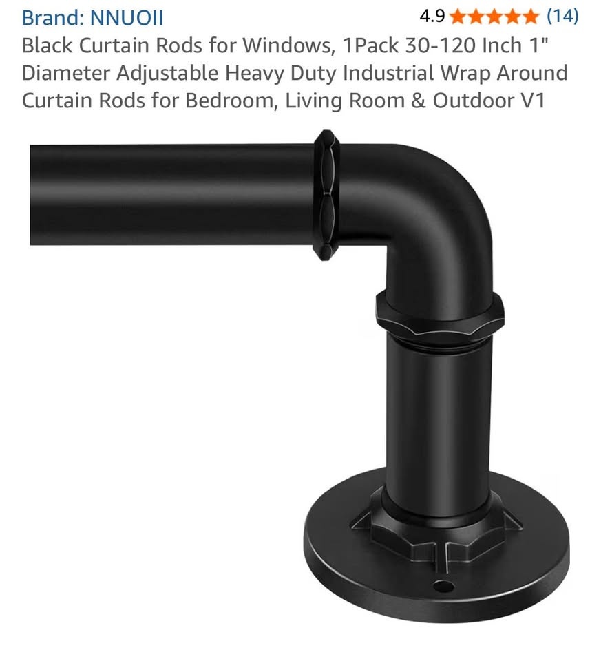 Black Curtain Rods 2PC 30-120 Inch - photo 3