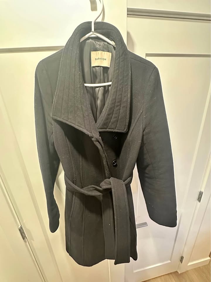 Aritzia Babaton Black Wool Coat - Size Large