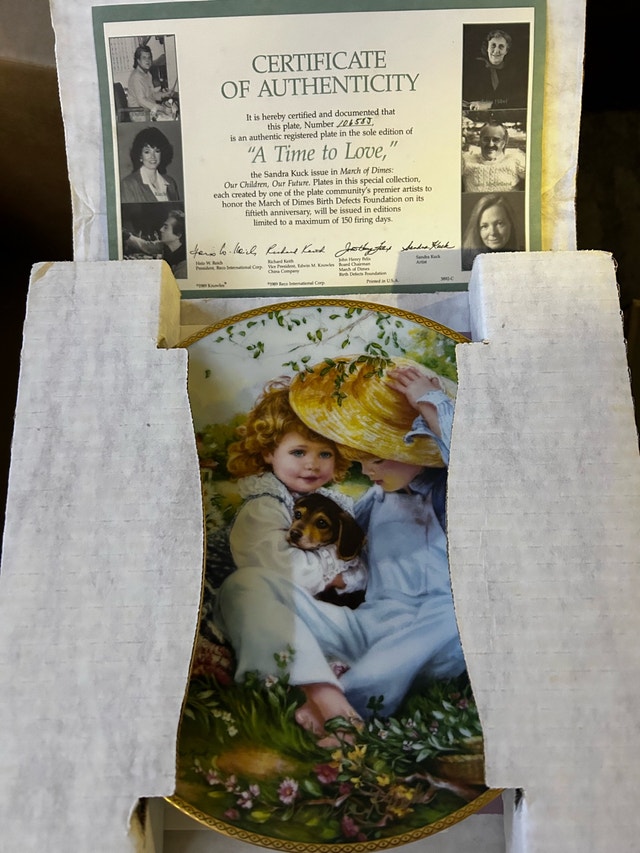 1989 RECO "A Time to Love" Collector Plate by Sandra Kuck
