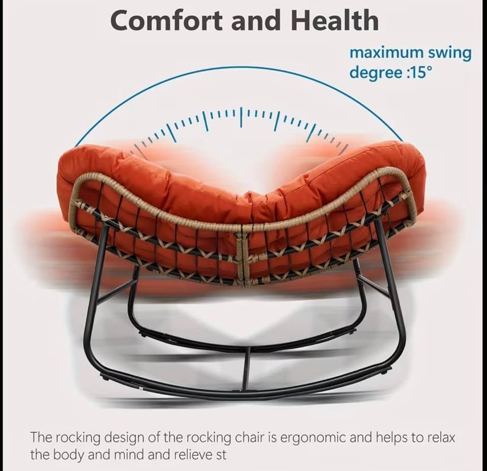 New Luxury Oversized Papasan Rocking Outdoor Patio Egg Chair - photo 4