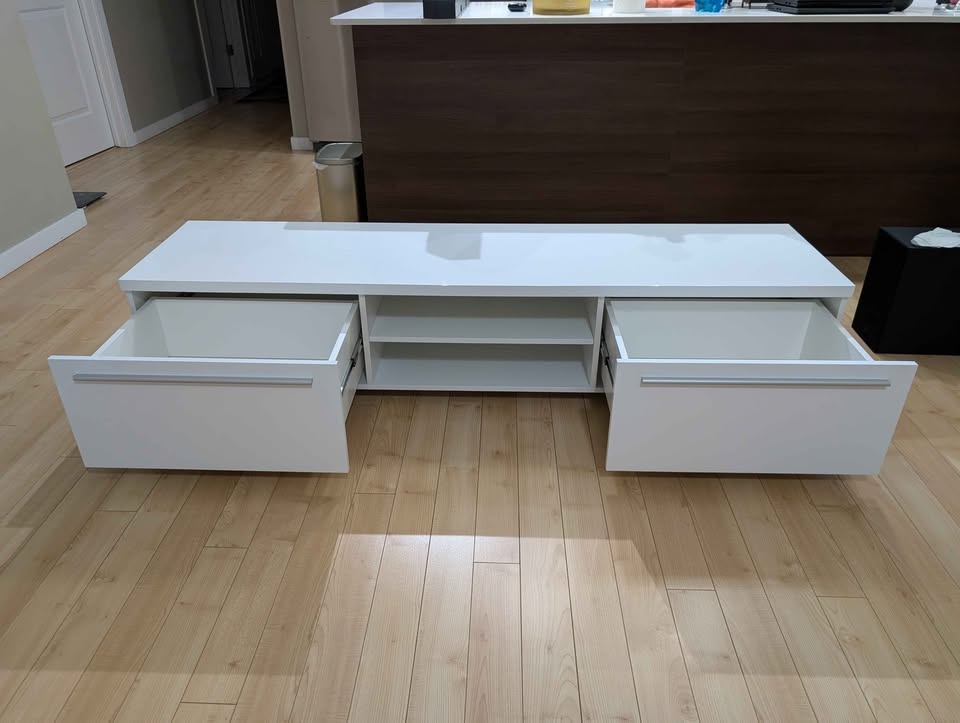 Modern Scandi-Style TV Stand – Glossy White - photo 2