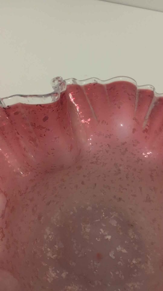 Antique Glass Brides Basket cranberry with specks of gold - photo 4