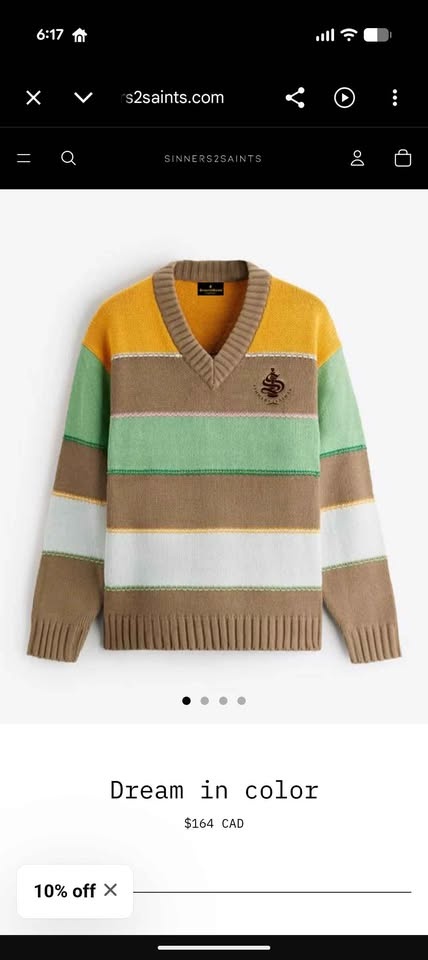 Sinners2Saints Striped V-neck Sweater M - photo 3