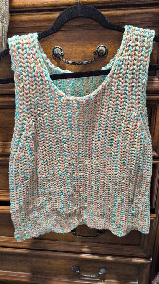 Crocheted Multicolored Sweater Vest from Leia N Co. Size Medium
