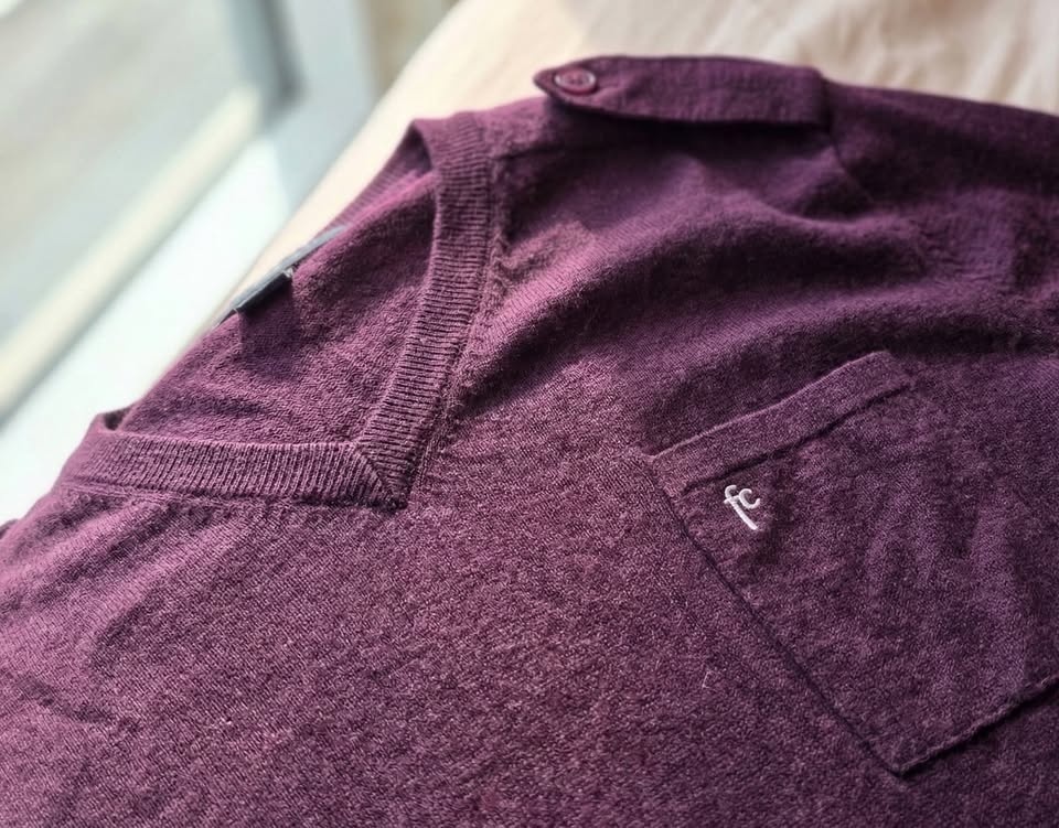 French Connection Men's V-Neck Sweater - Deep Plum - Size M - photo 3