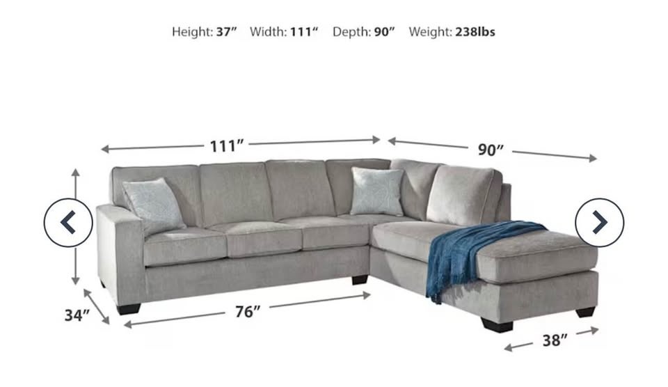 Ashley Altari 2 Piece Sectional Sofa - Alloy/Grey Color - photo 3