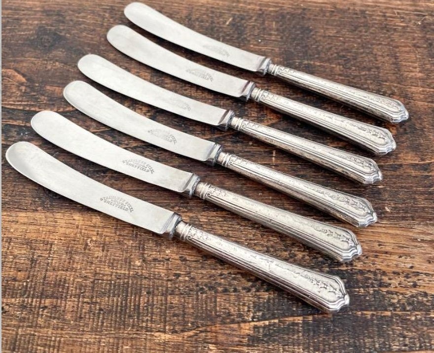 Antique Sterling Silver Dessert Knives | Sheffield 1932 | Set of