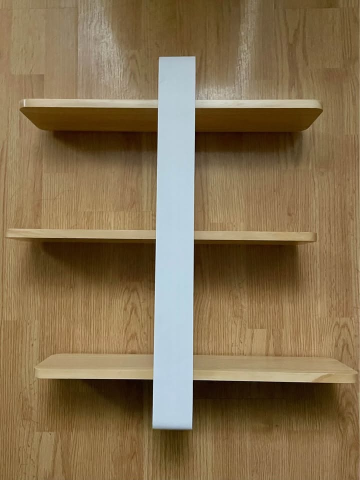 Modern Wood & White Wall Shelf - Adjustable Shelves! - photo 4