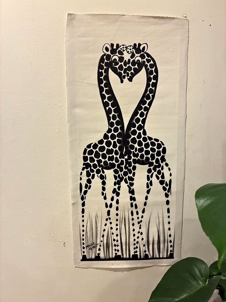 Whimsical Giraffe "Heart" Canvas Wall Hanging