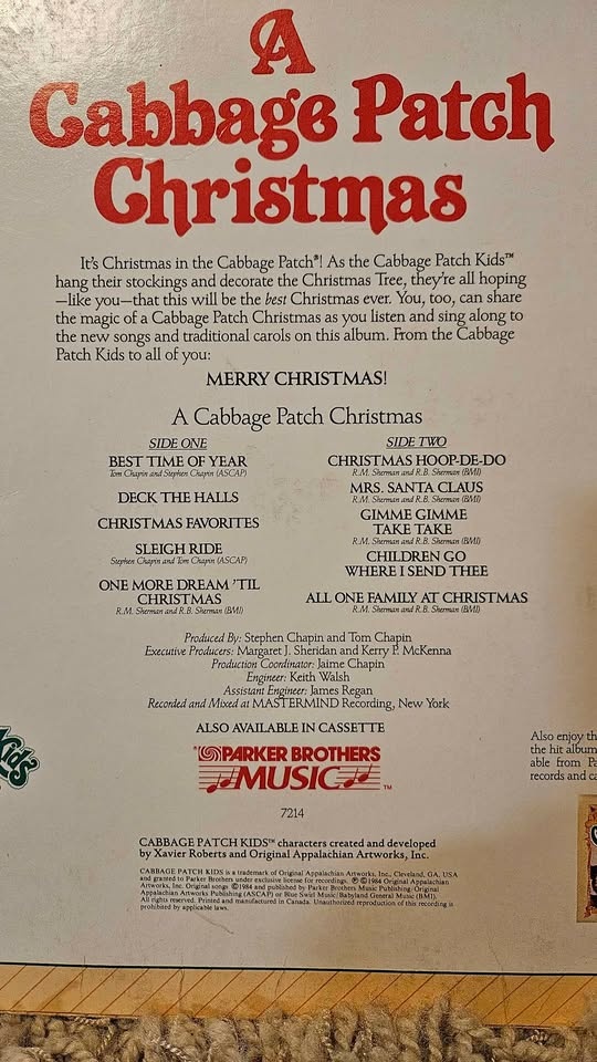 Cabbage Patch Kids Christmas Album Record - photo 3