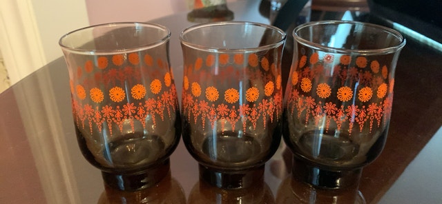 Vintage Dominion Glass Smoky Tulip Glasses Set of 3