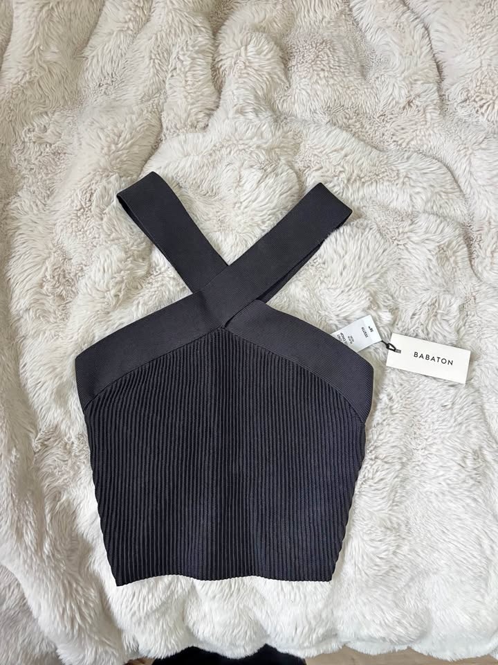 BNWT Babaton Sculpt Knit Cross Top