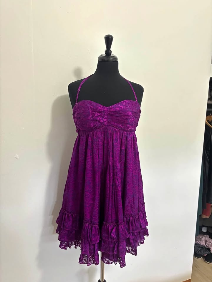 Y2K Betsy Johnson Purple Halter Dress
