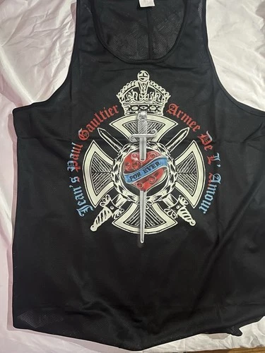 Vintage JPGaultier Black Mesh Tank Top Men's LG