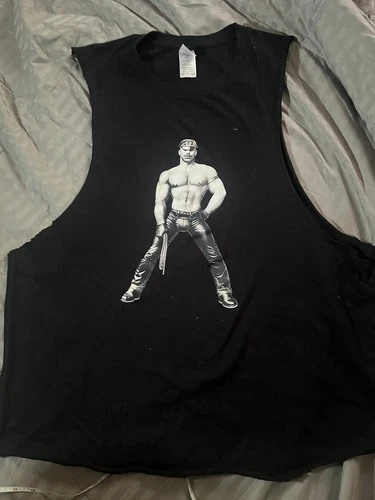Vintage Tom Finland Custom Black Cut-off Sleeve T-shirt Men’s Ch