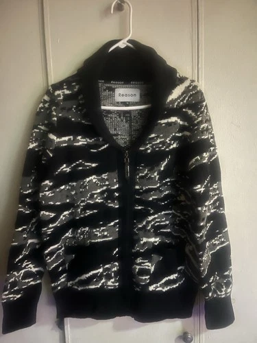 Reason Men's Zipper Cozy Winter Camouflage Sweater LG