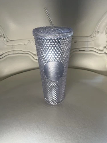 2019 Starbucks Bling Platinum Studded Venti Tumbler 24oz w/ Stra