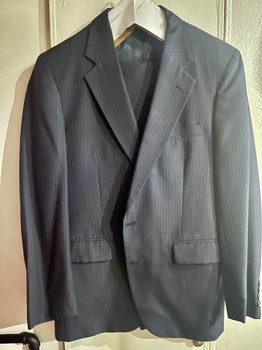 Stafford Navy Blue w Gray Pinstriped Wool Suit Pants 42R
