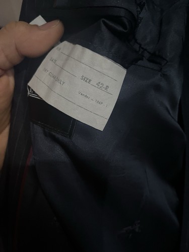 Stafford Navy Blue w Gray Pinstriped Wool Suit Pants 42R - photo 4