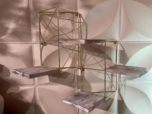 JACKCUBE DESIGNER Gold Set of 2 Wall Mount Floating Shelves - photo 4
