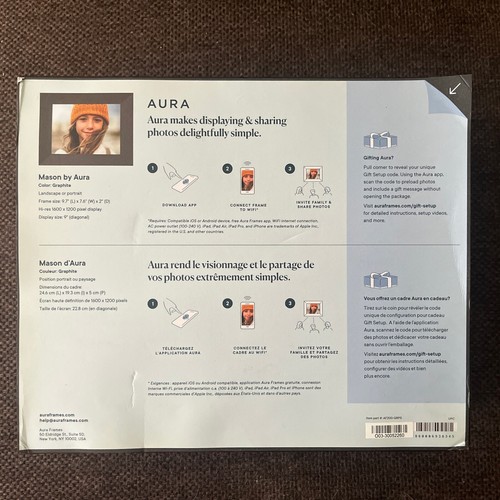 Aura Mason HD Smart Digital Picture Frame 9 Inch - Stone White - photo 3
