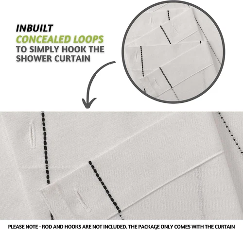 Folkulture Boho White Shower Curtain w Black Tassels - photo 2