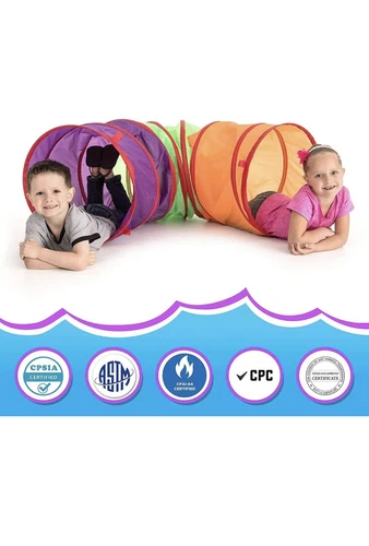 3 Units Pop Up Crawl Tunnel Play Tent Toy for Baby, Kids, Dog - photo 4