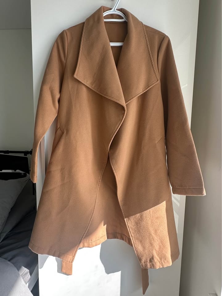 Waterfall collar belted wrap coat - photo 5