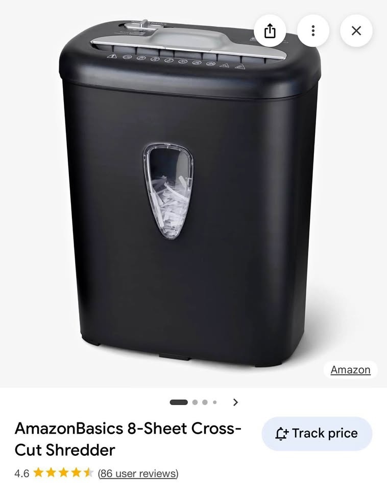 Amazon Basics 8-Sheet Cross-Cut Paper Shredder