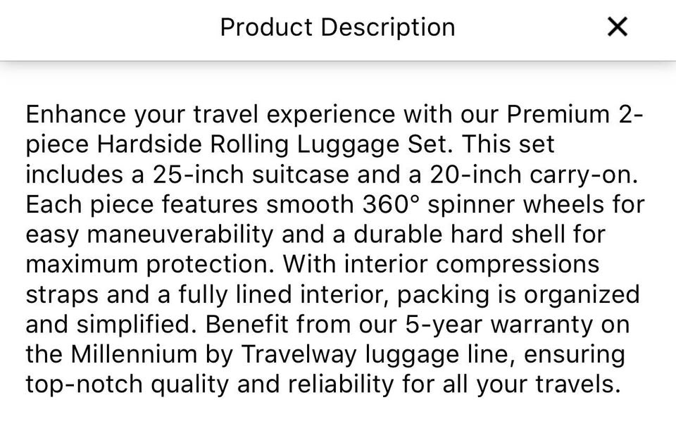 Brand new with tags Millennium by Travelway hard side luggage se - photo 2