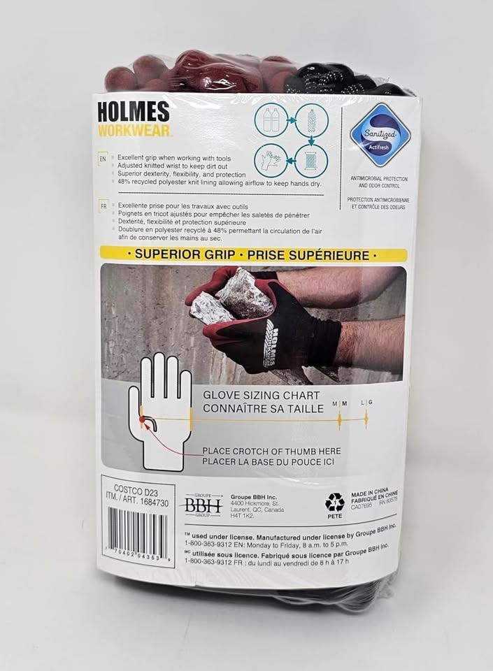 Holmes Workwear Latex-Foam Coated Work Gloves - 9 Pairs - photo 2