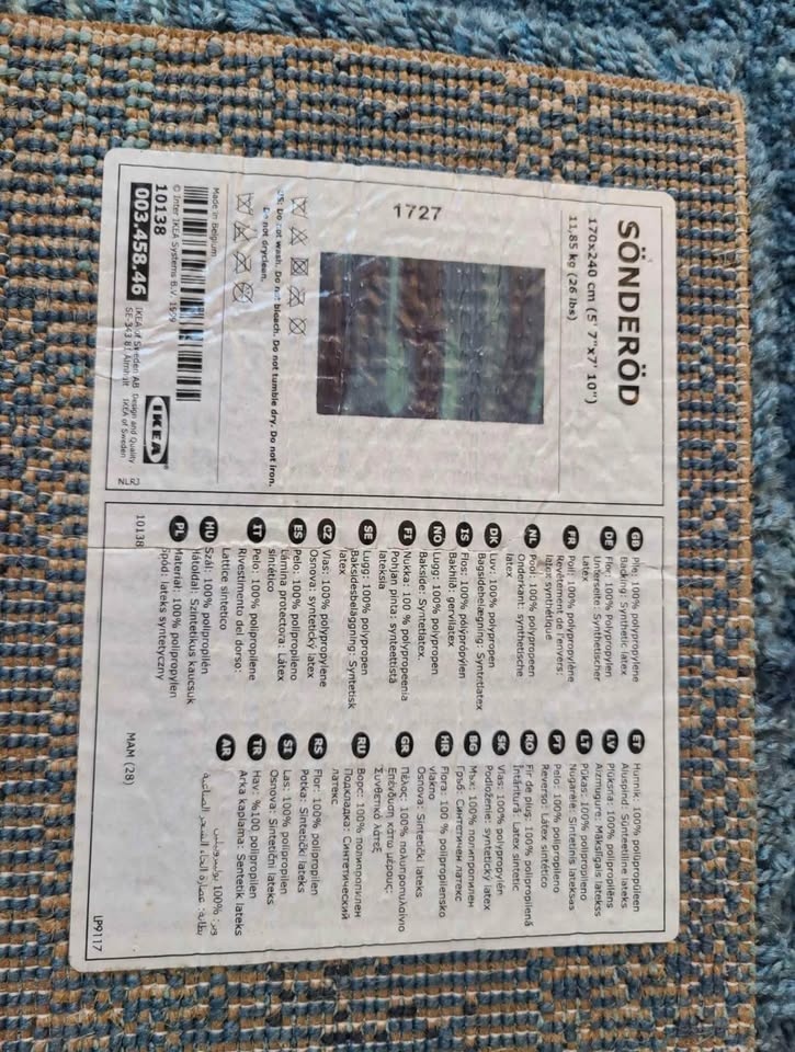 IKEA Sonderod rug - teal/blue - clean - no stains - photo 3