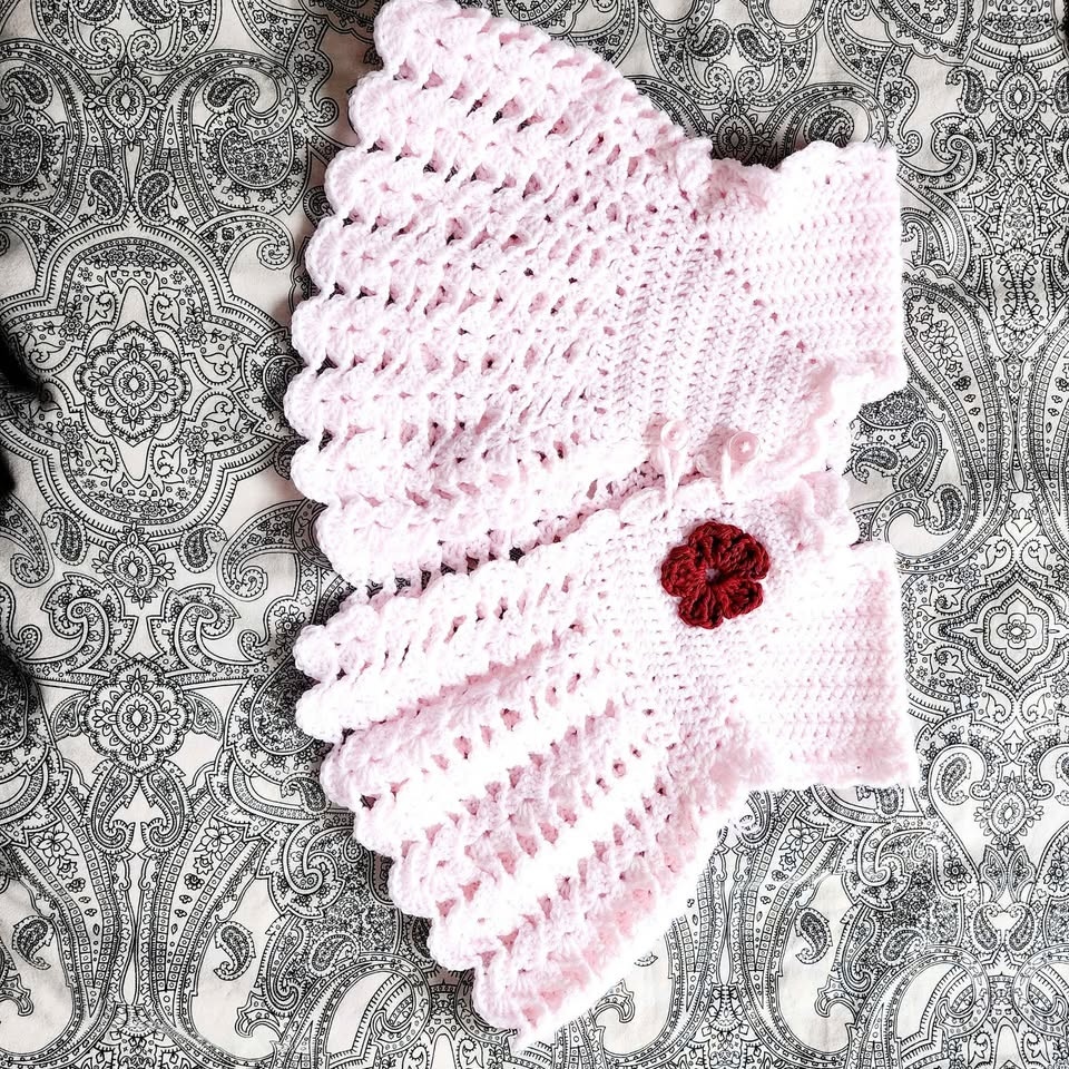 Crochet handmade baby dress and vest - brand new - photo 4