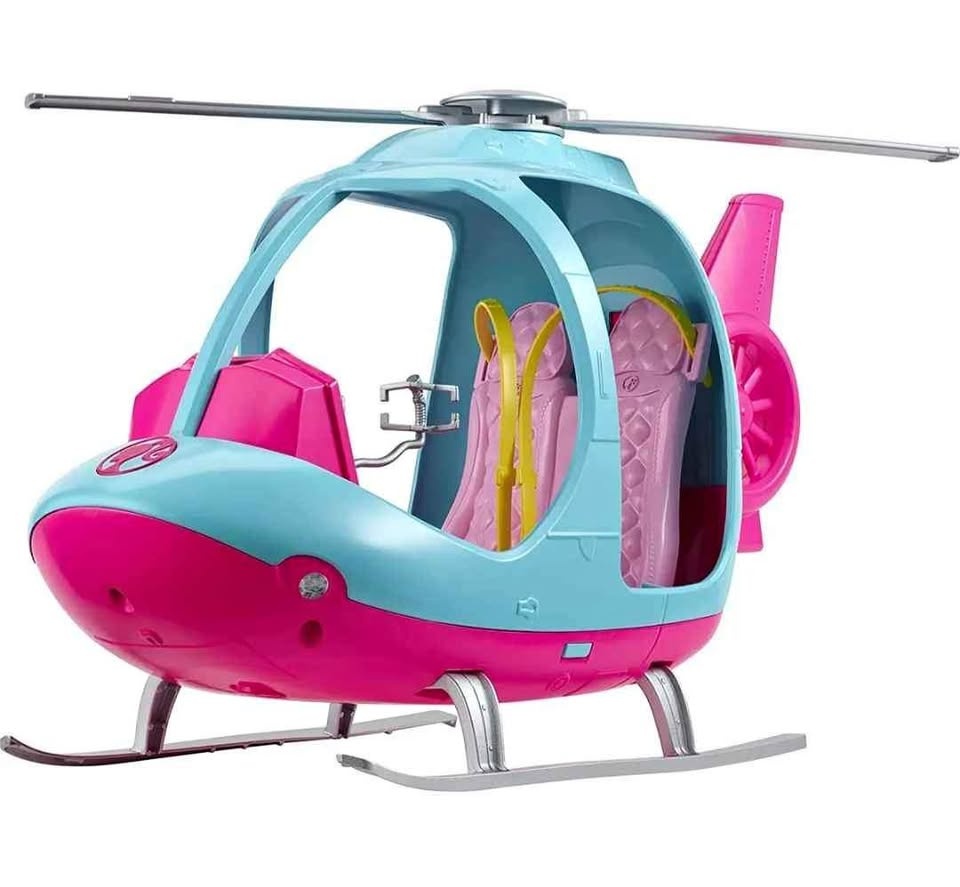 Barbie Travel Helicopter Pink & Blue - like new