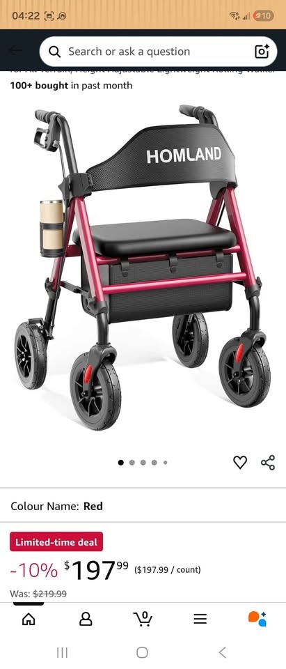 Foldable Seat Cart with Wheels – Red - photo 2