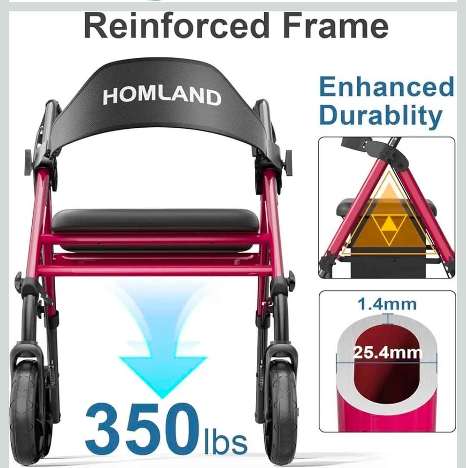 Foldable Seat Cart with Wheels – Red - photo 3