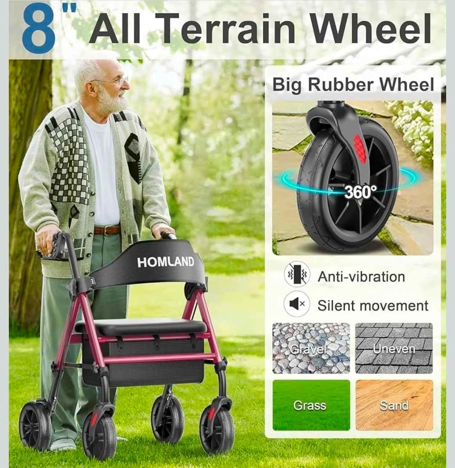 Foldable Seat Cart with Wheels – Red - photo 4