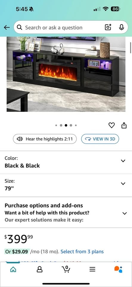 79" TV Stand with 36" Electric Fireplace 🥕 - photo 3