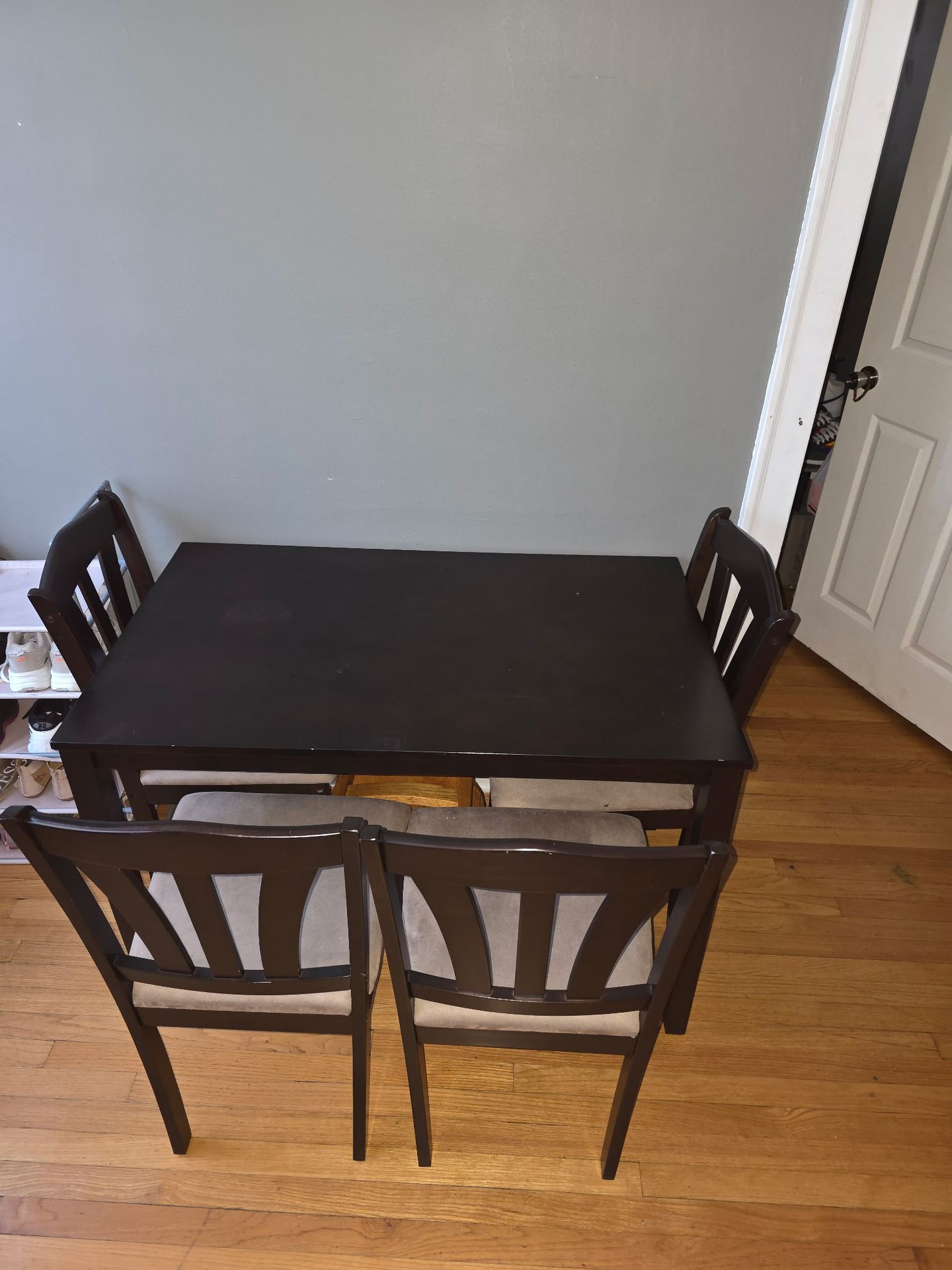 Dark Brown Wooden Dining Table with 4 Chairs