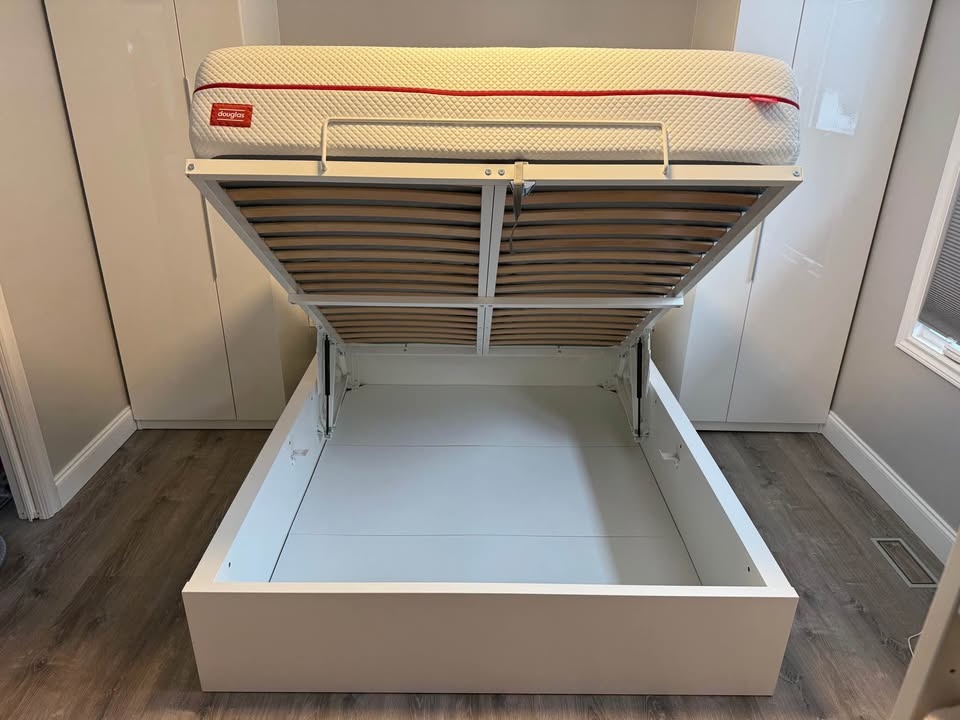 Like New! Queen Hydraulic White Storage Bed Frame — $450 - photo 5