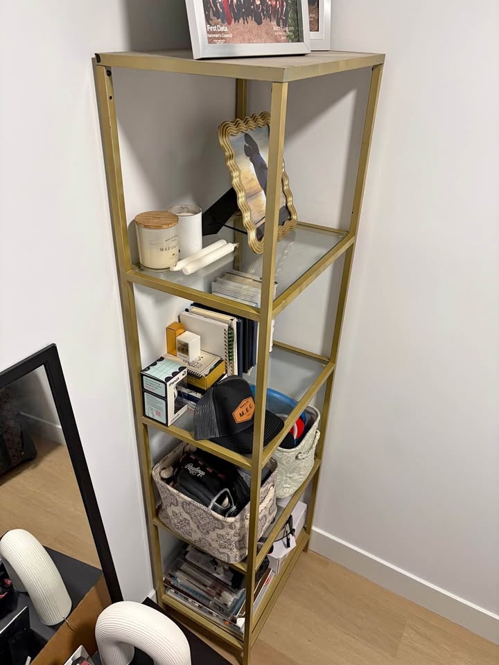 Corner Shelf – Metal Frame with Glass Shelves