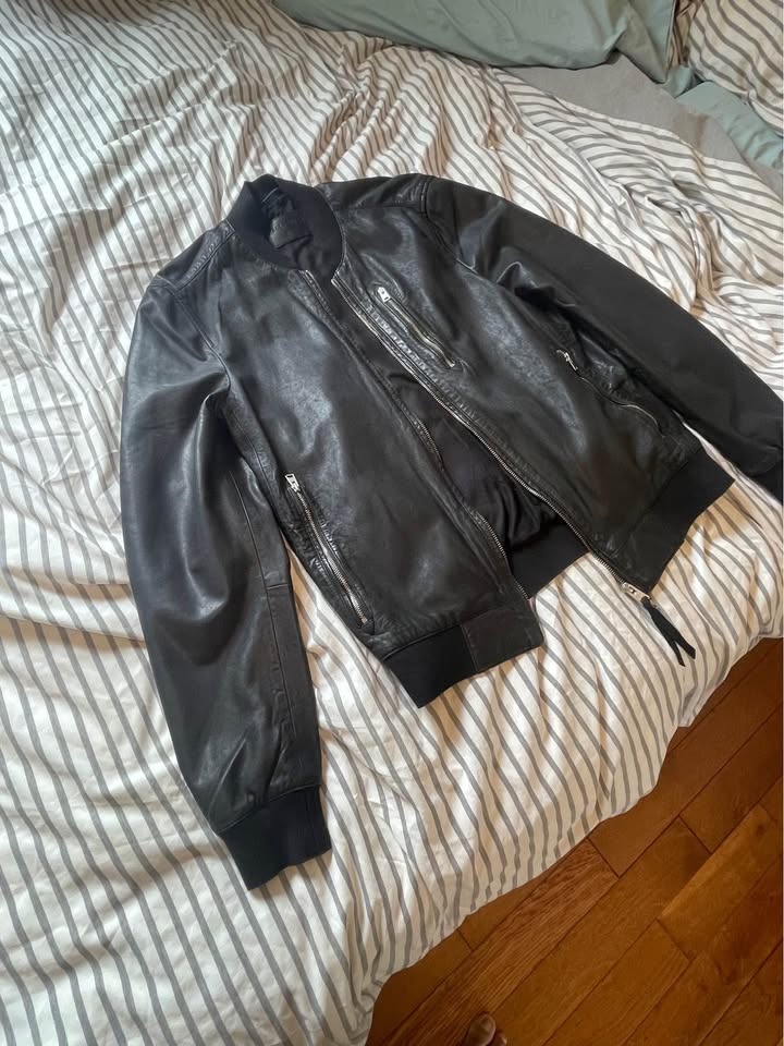 All Saints Leather Bomber Jacket - Male, Size Small - photo 2