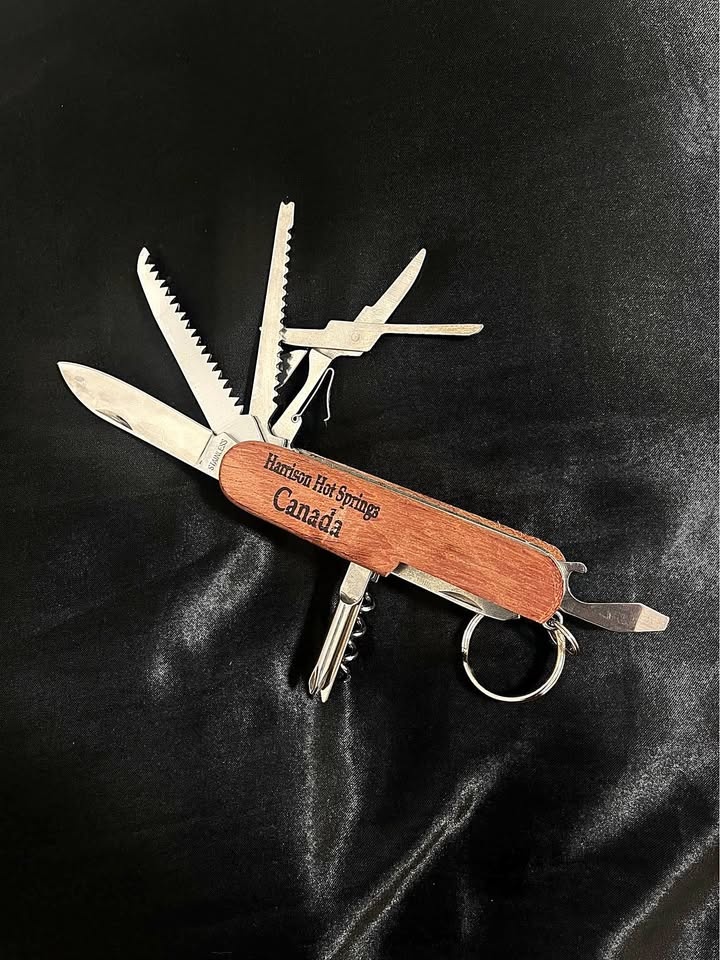 Vintage Harrison Hot Springs Canada Wooden Multi-Tool Pocket Kni