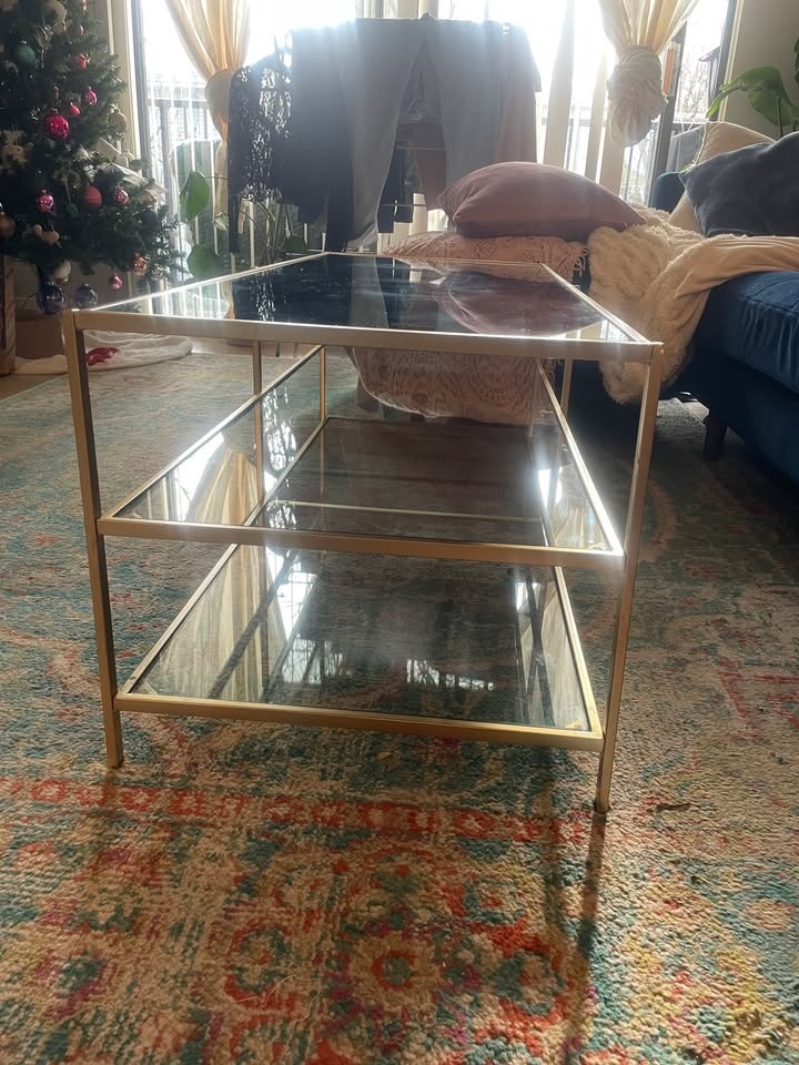 Gold Glass Coffee Table w/ Mirror Top - photo 3